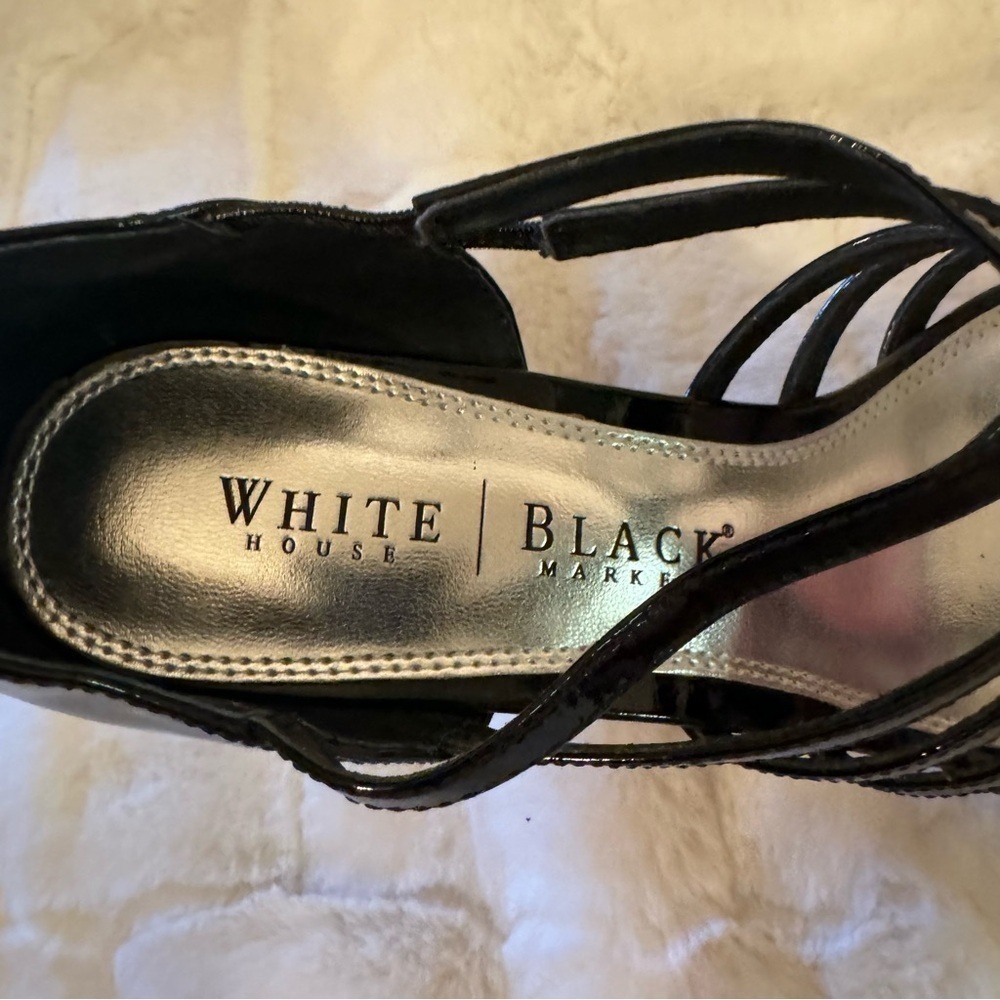 White House Black Market Black Strappy Heels Size 7.5 NEW 4 inch Heel - Picture 9 of 12